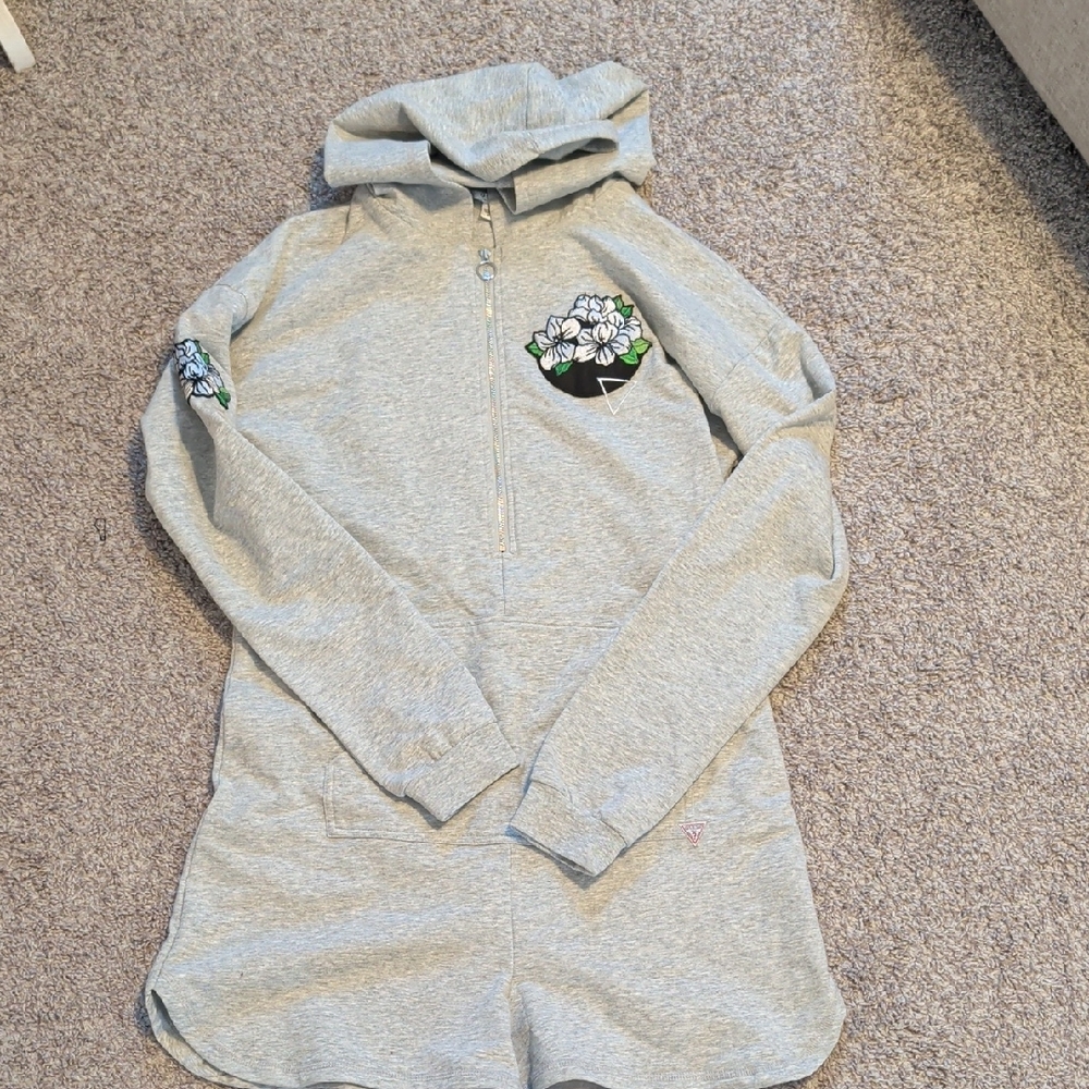 Guess Light Gray Zip-Up Hoodie